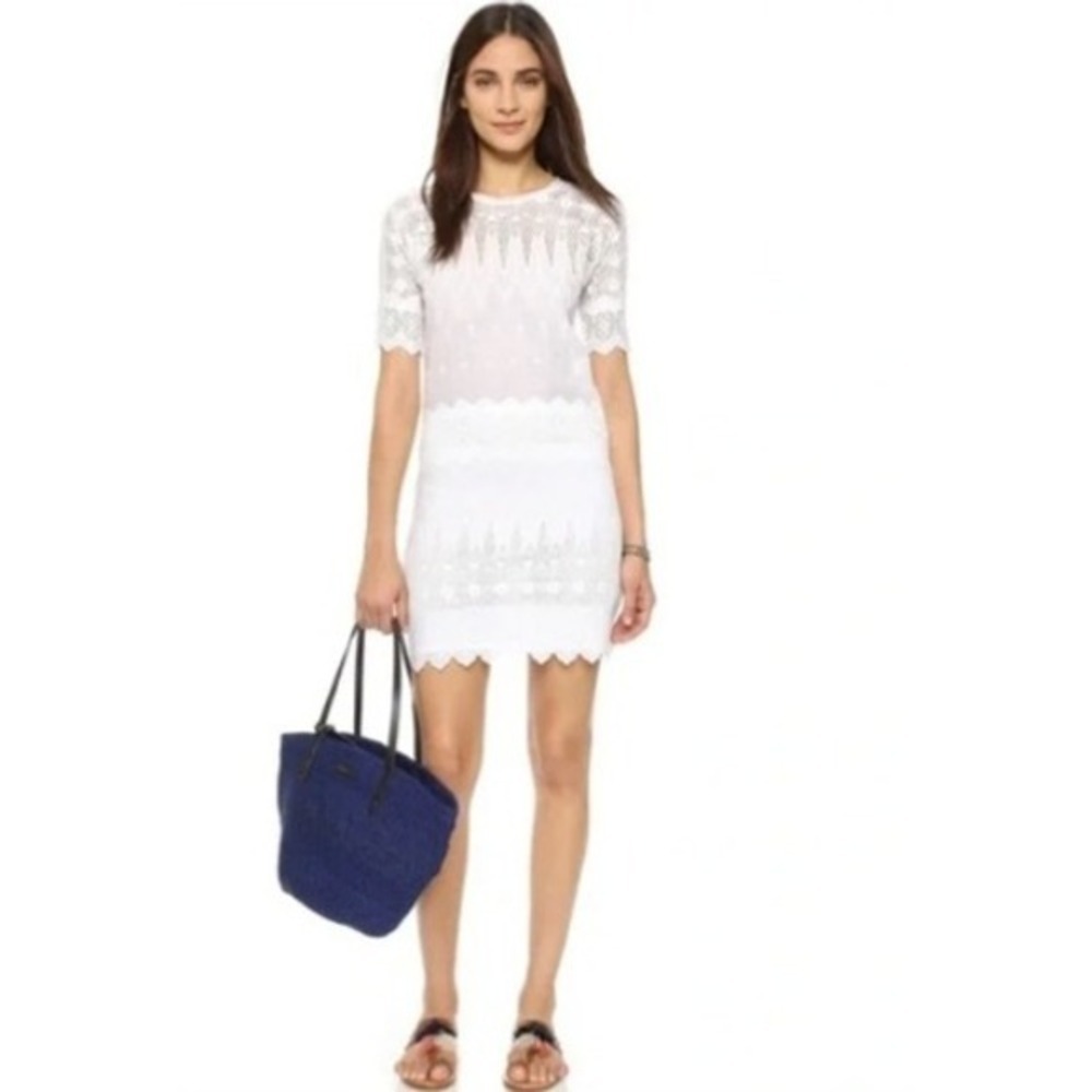 Ulla Johnson Viola White Cotton Lace Embroidered Crew Neck Mini Dress Size S 4 - Picture 14 of 16
